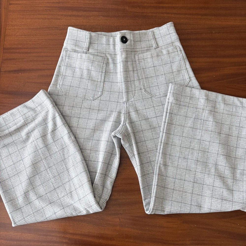 Maeve Anthropologie Colette Wide Leg Pant Women's 28 Gray Glen Plaid Cropped F/W